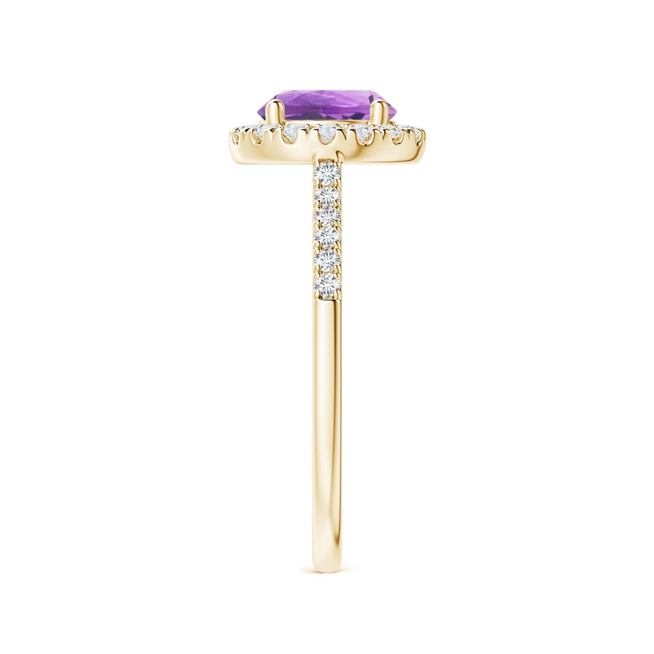7mm A Round Amethyst Halo Ring with Diamond Accents in Yellow Gold side-2