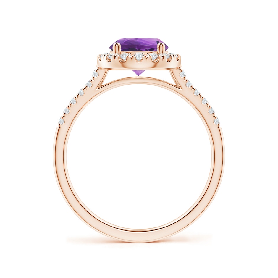 7mm AAA Round Amethyst Halo Ring with Diamond Accents in Rose Gold side-1