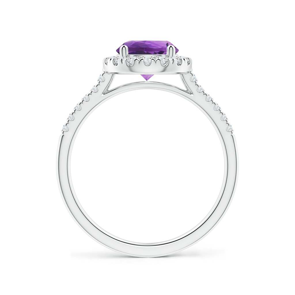 7mm AAA Round Amethyst Halo Ring with Diamond Accents in White Gold Side-1