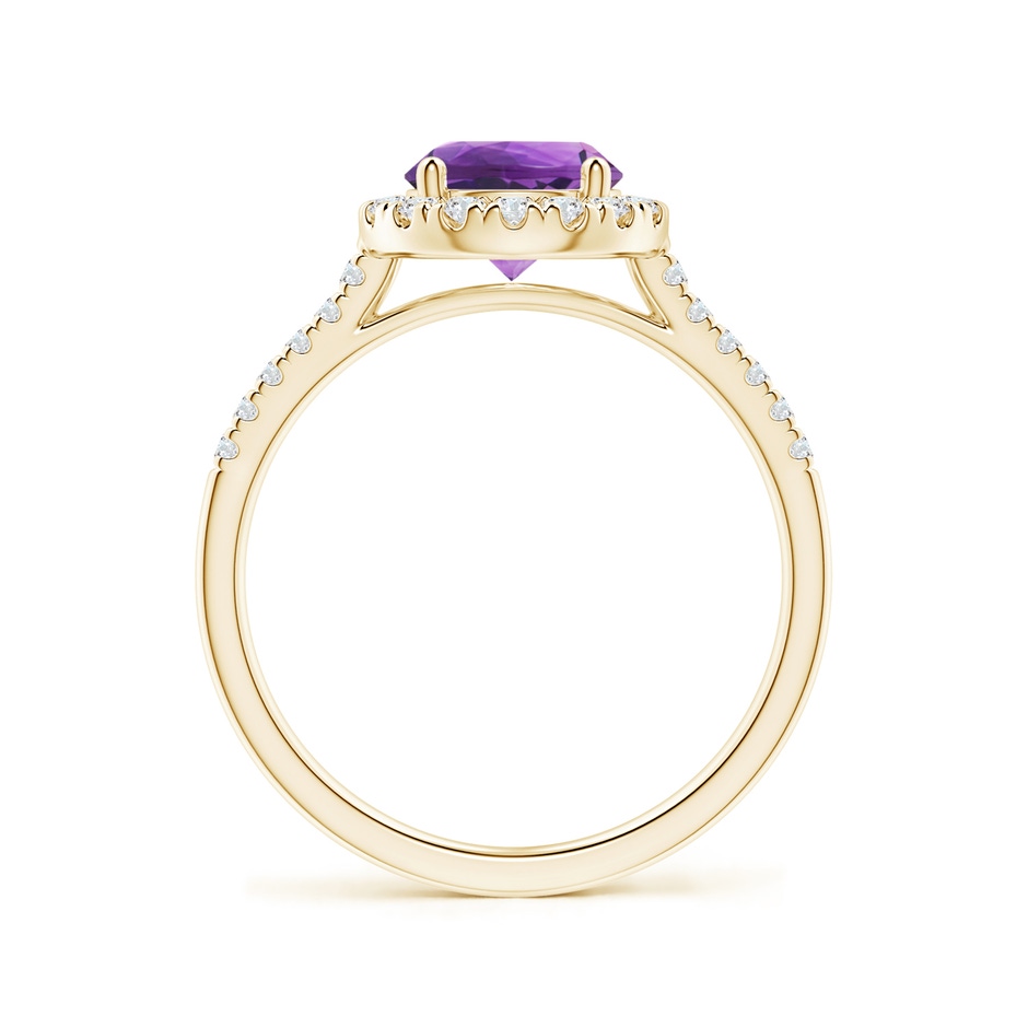 7mm AAA Round Amethyst Halo Ring with Diamond Accents in Yellow Gold side-1