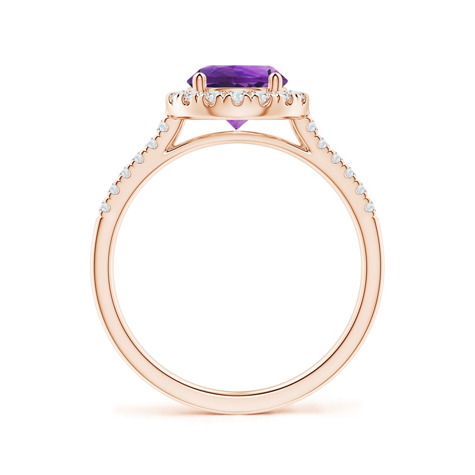 7mm AAAA Round Amethyst Halo Ring with Diamond Accents in Rose Gold side-1