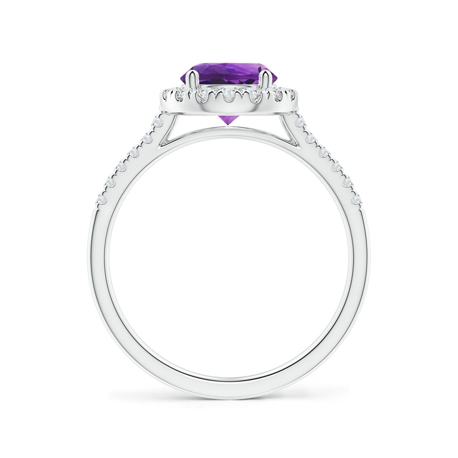 7mm AAAA Round Amethyst Halo Ring with Diamond Accents in White Gold side-1