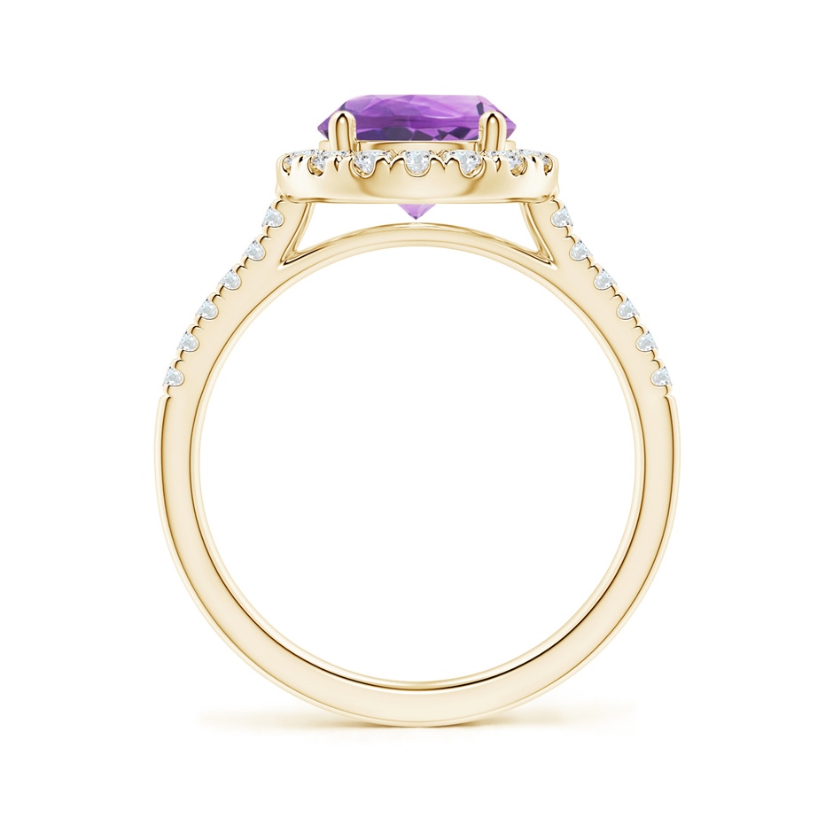 8mm A Round Amethyst Halo Ring with Diamond Accents in Yellow Gold side-1