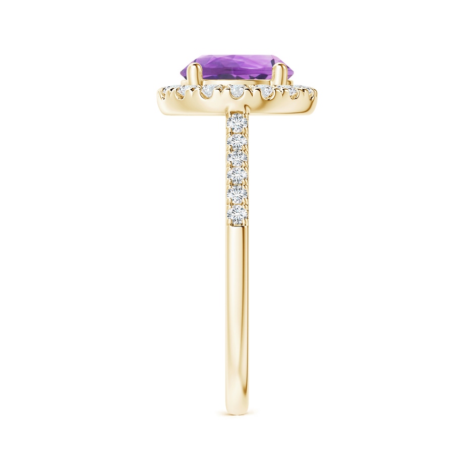 8mm A Round Amethyst Halo Ring with Diamond Accents in Yellow Gold side-2