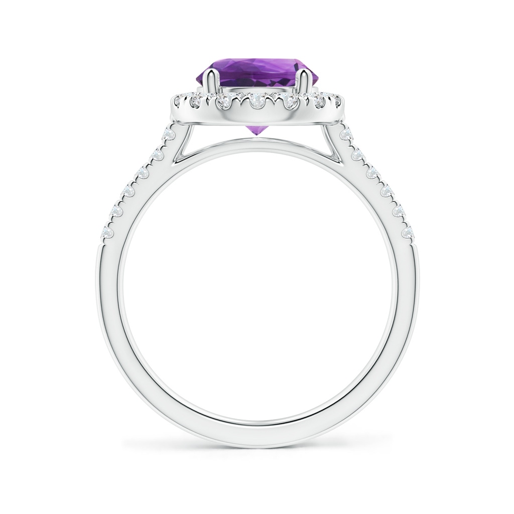 8mm AAA Round Amethyst Halo Ring with Diamond Accents in White Gold Side-1