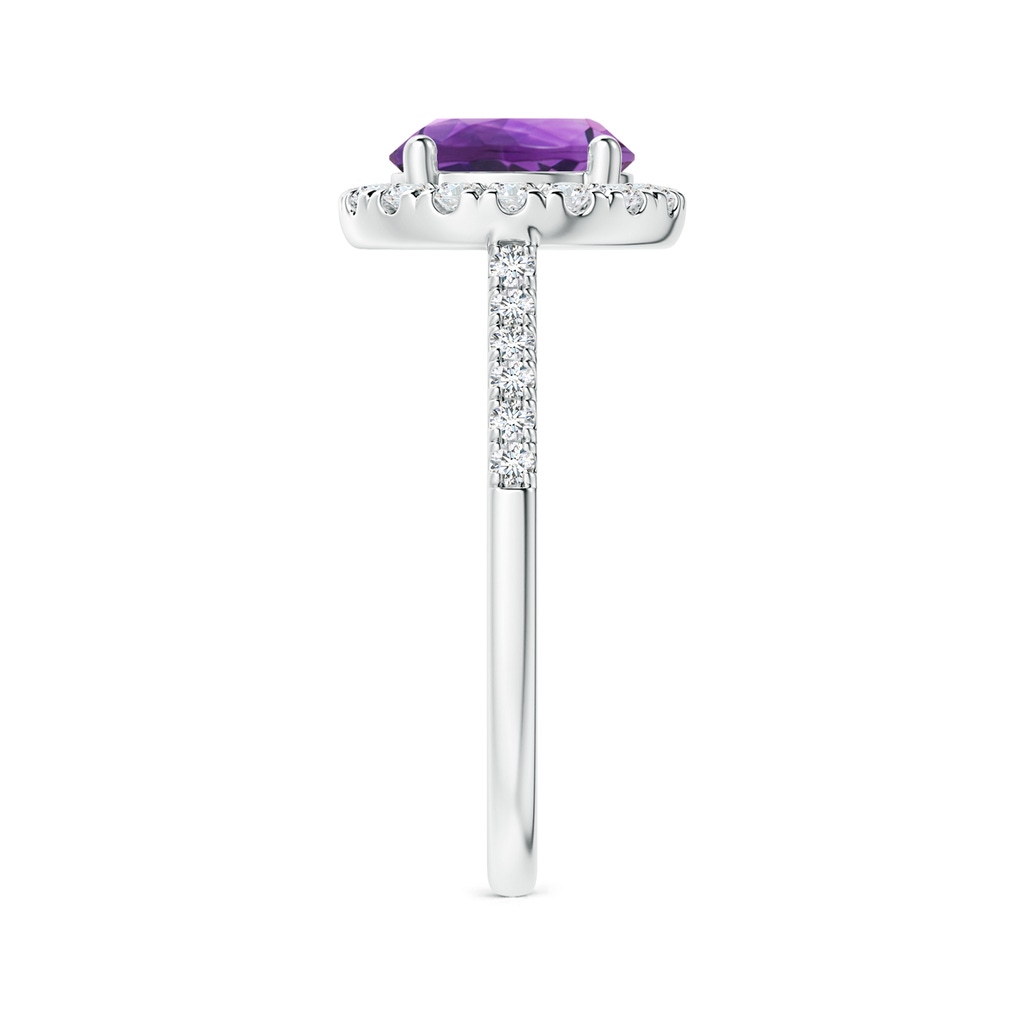 8mm AAA Round Amethyst Halo Ring with Diamond Accents in White Gold Side-2