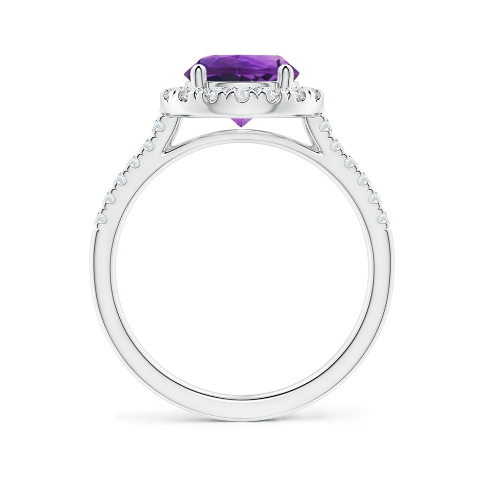 8mm AAAA Round Amethyst Halo Ring with Diamond Accents in P950 Platinum side-1