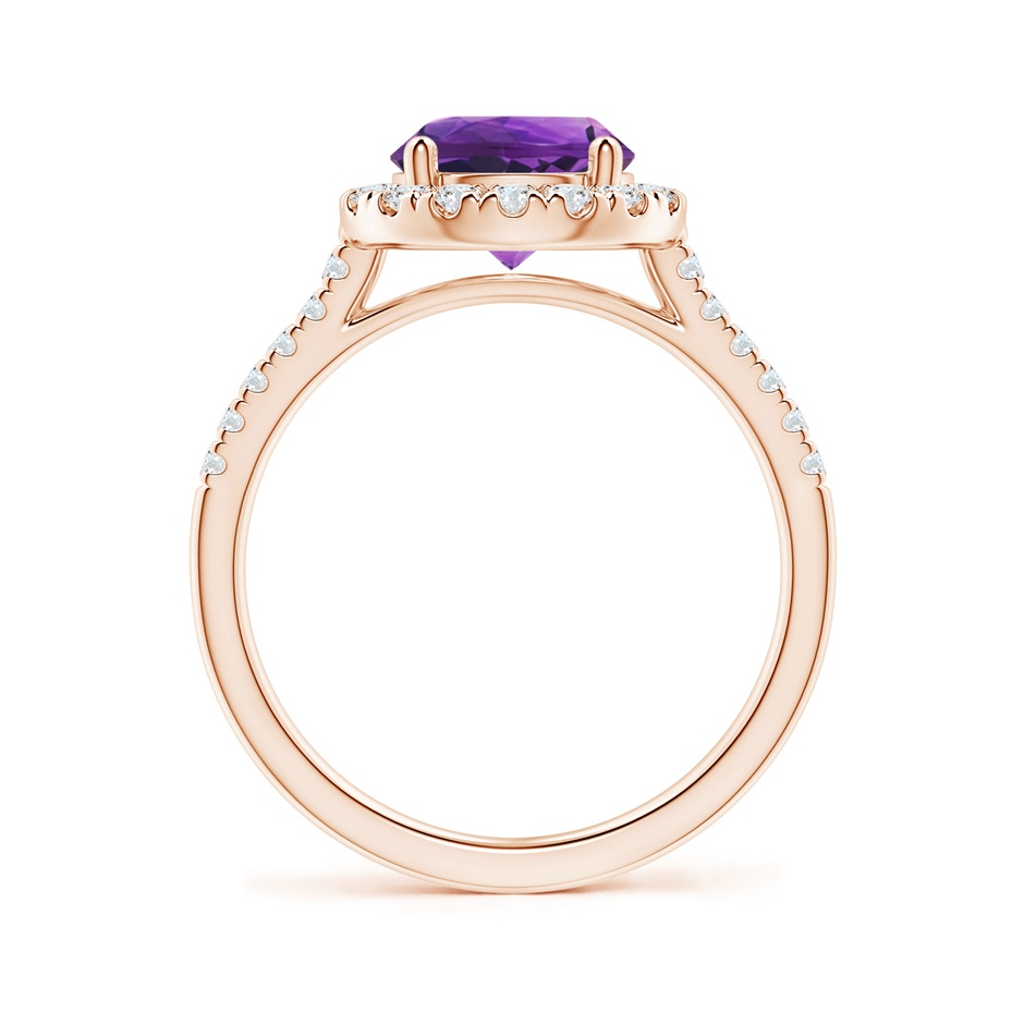 8mm AAAA Round Amethyst Halo Ring with Diamond Accents in Rose Gold side-1