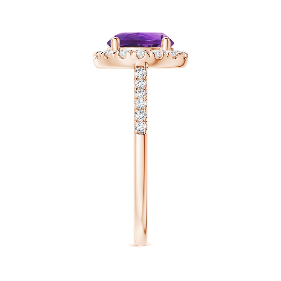 8mm AAAA Round Amethyst Halo Ring with Diamond Accents in Rose Gold side-2