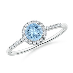 East-West Cushion Aquamarine Cocktail Halo Ring | Angara