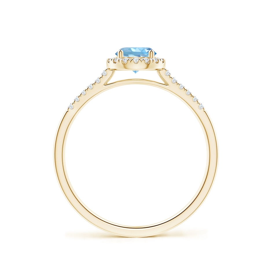 5mm AAAA Round Aquamarine Halo Ring with Diamond Accents in Yellow Gold side 199