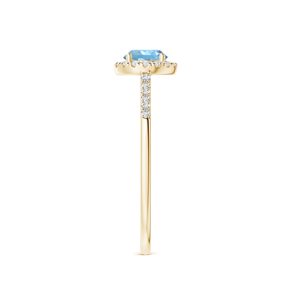 5mm AAAA Round Aquamarine Halo Ring with Diamond Accents in Yellow Gold side 299