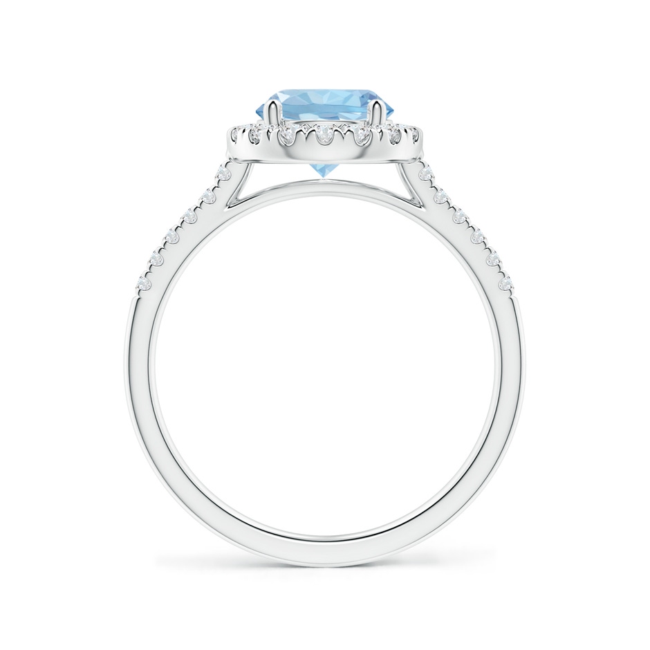 7mm AAA Round Aquamarine Halo Ring with Diamond Accents in P950 Platinum side 199