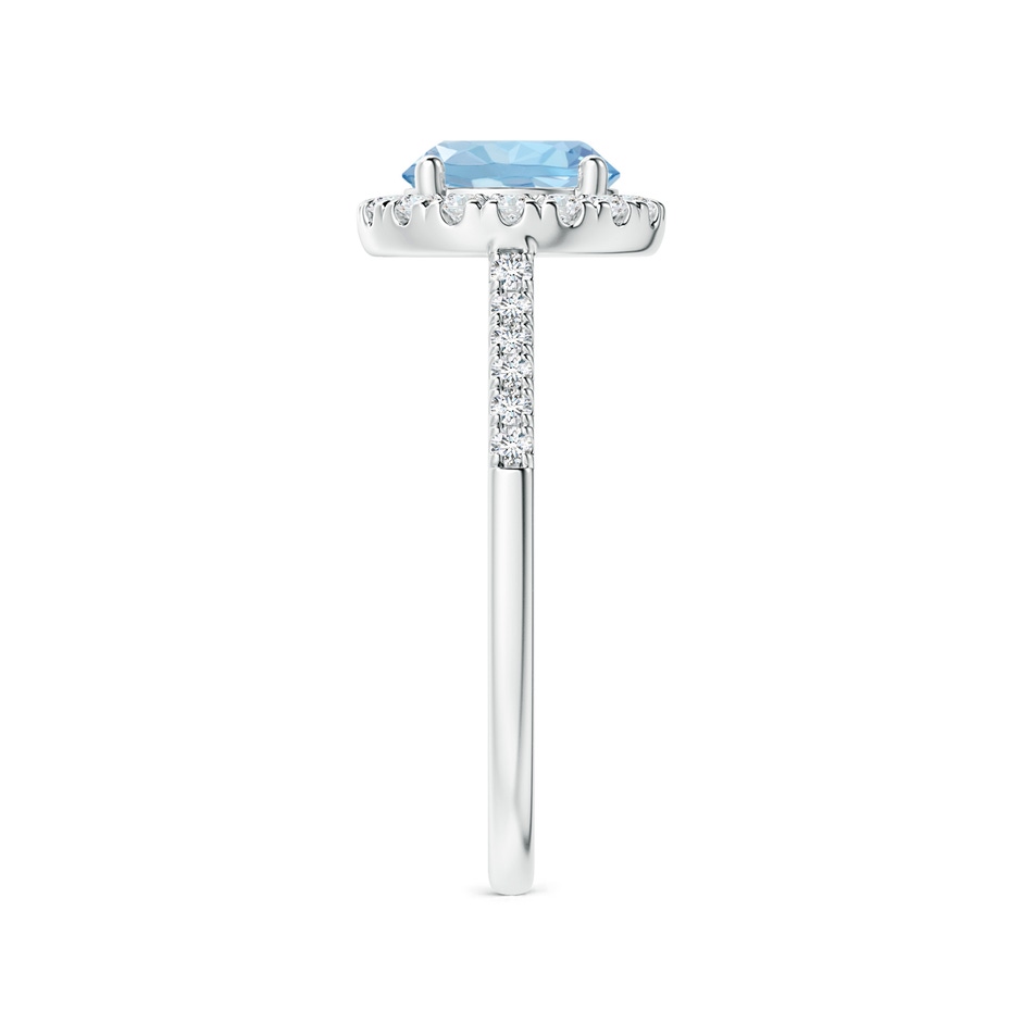 7mm AAA Round Aquamarine Halo Ring with Diamond Accents in P950 Platinum side 299
