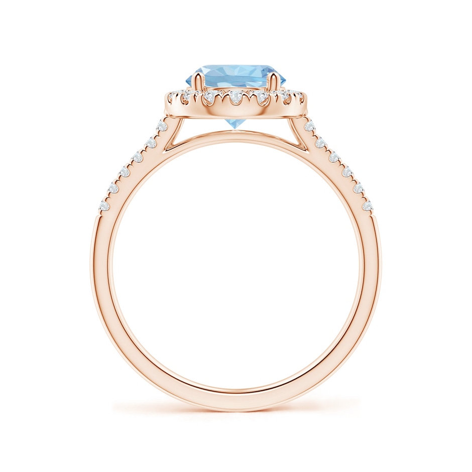 7mm AAA Round Aquamarine Halo Ring with Diamond Accents in Rose Gold side 199
