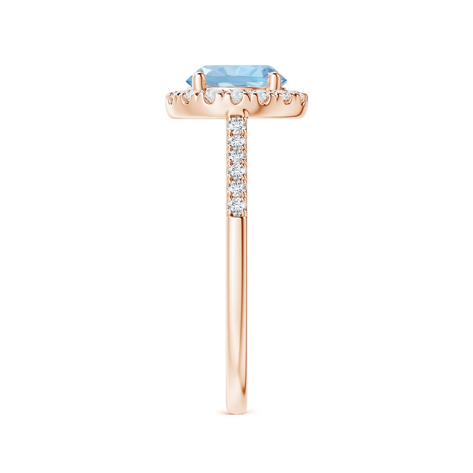 7mm AAA Round Aquamarine Halo Ring with Diamond Accents in Rose Gold side 299