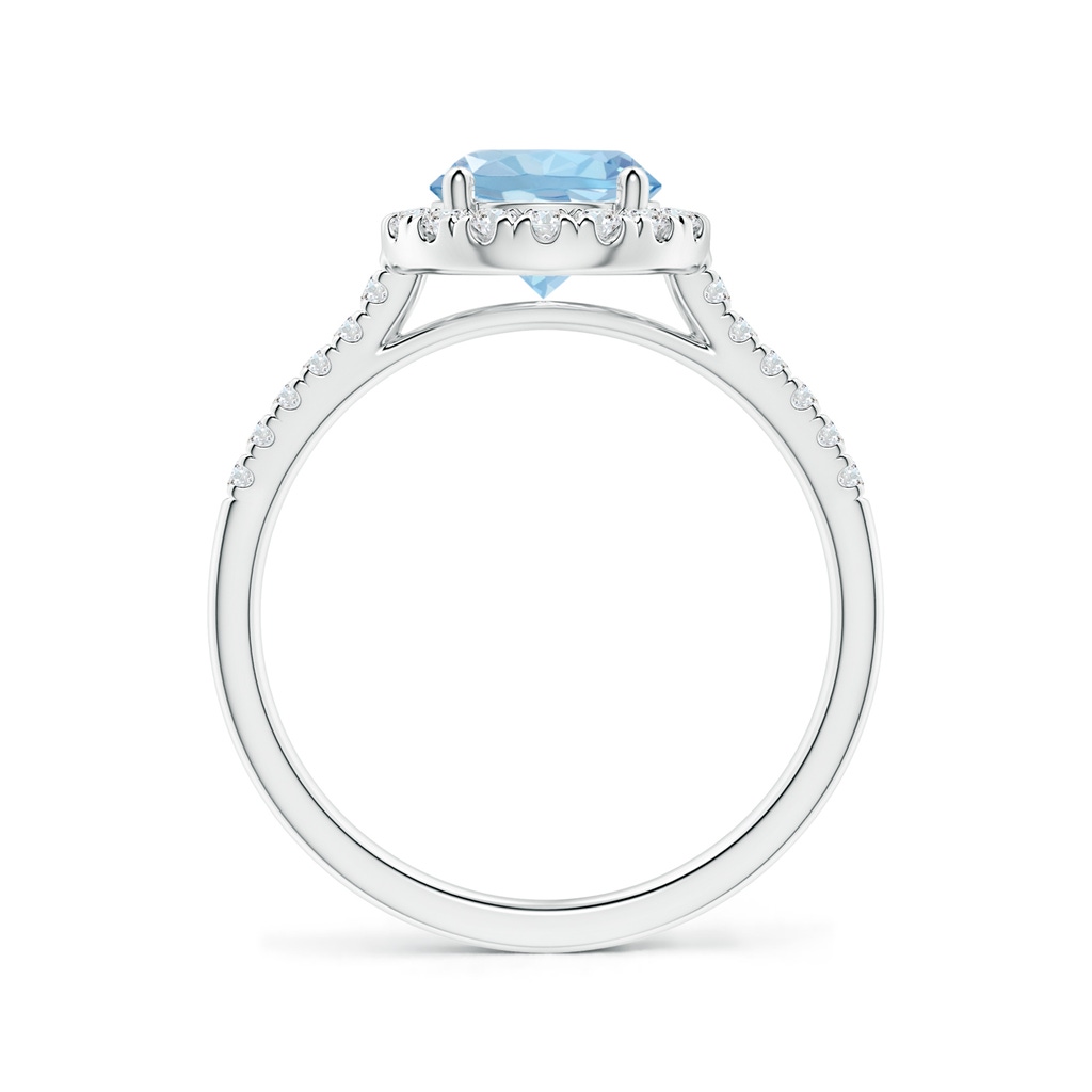 7mm AAA Round Aquamarine Halo Ring with Diamond Accents in White Gold Side-1