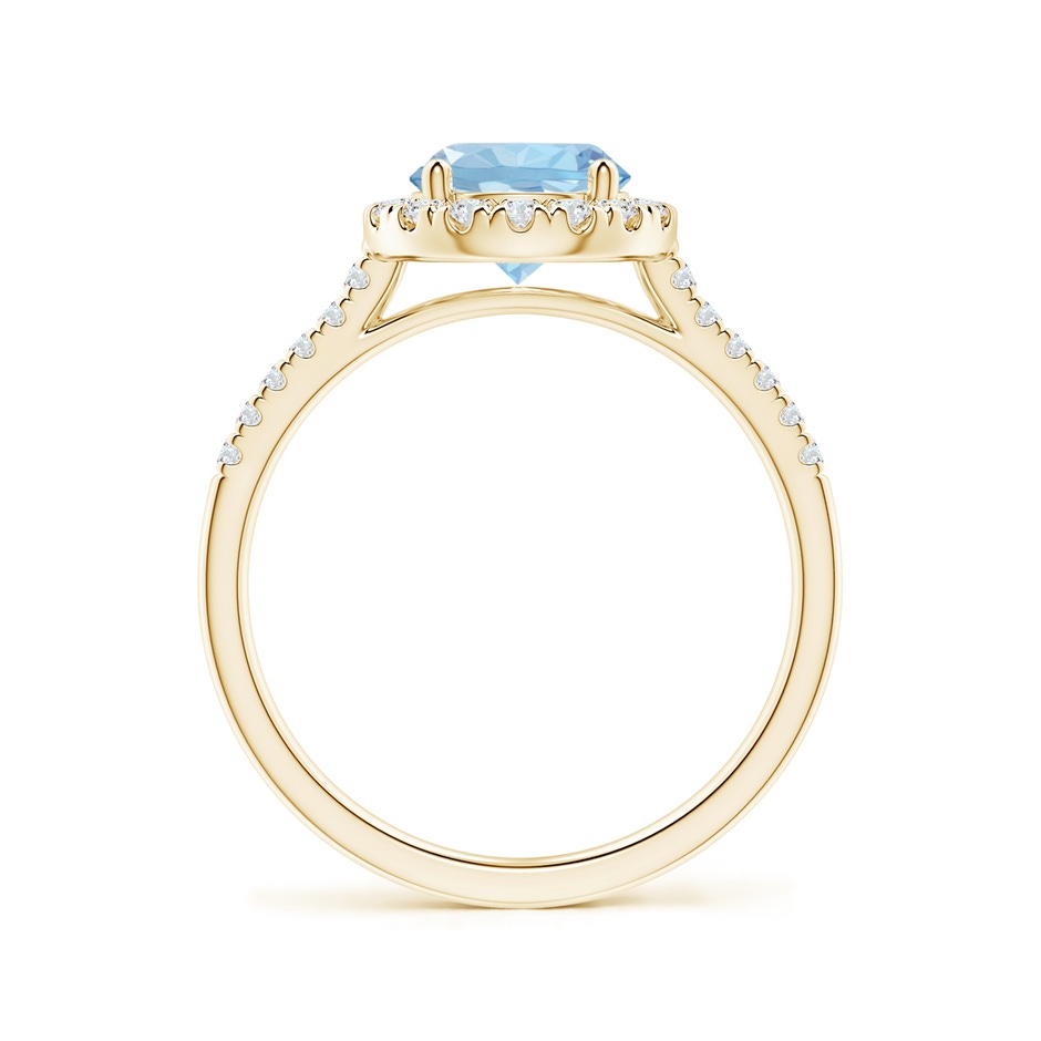 7mm AAA Round Aquamarine Halo Ring with Diamond Accents in Yellow Gold side 199