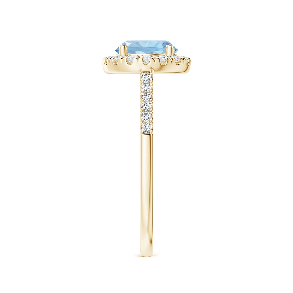 7mm AAA Round Aquamarine Halo Ring with Diamond Accents in Yellow Gold side 299