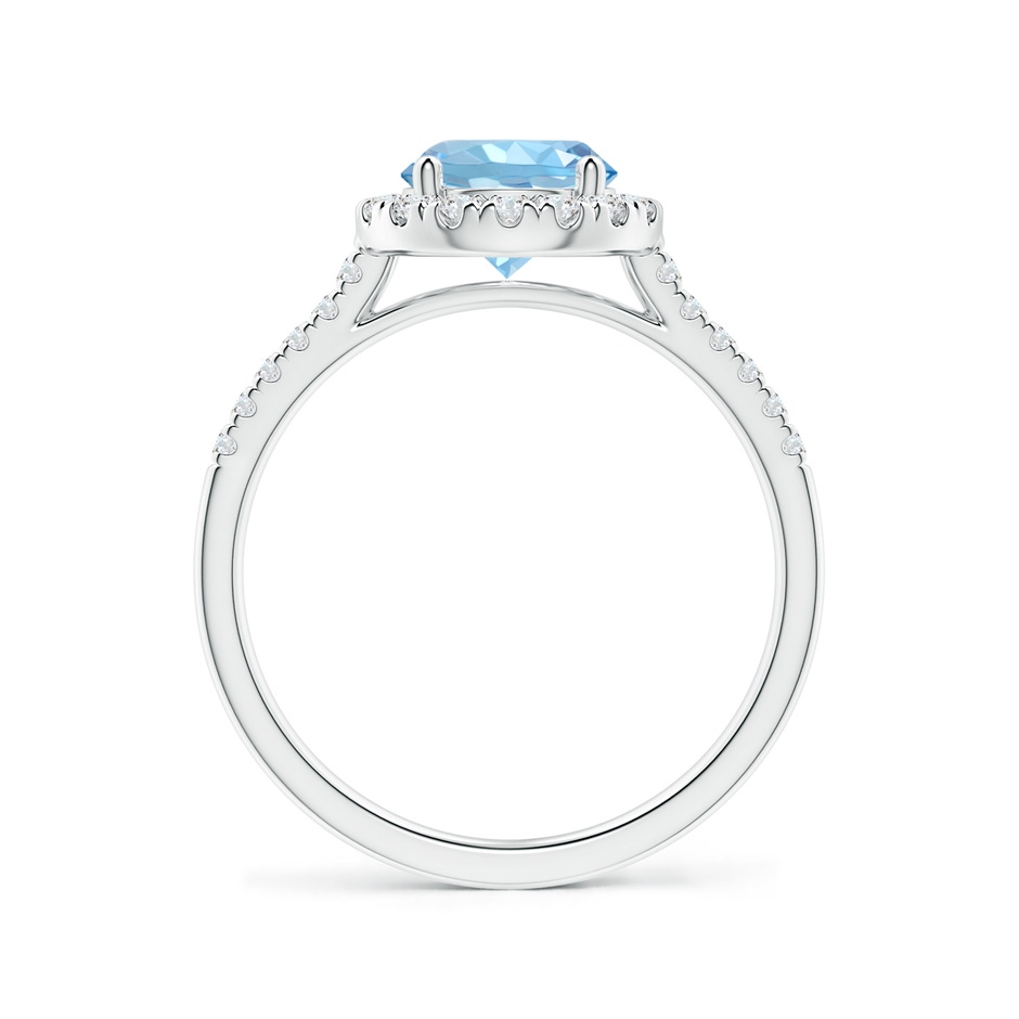 7mm AAAA Round Aquamarine Halo Ring with Diamond Accents in P950 Platinum side 199