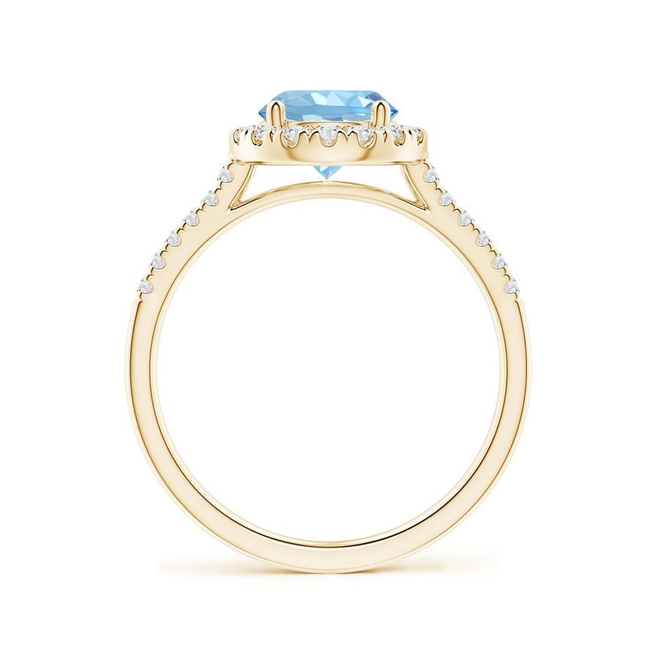 7mm AAAA Round Aquamarine Halo Ring with Diamond Accents in Yellow Gold side 199