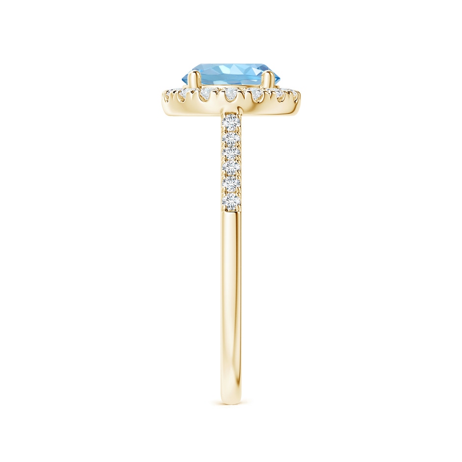 7mm AAAA Round Aquamarine Halo Ring with Diamond Accents in Yellow Gold side 299
