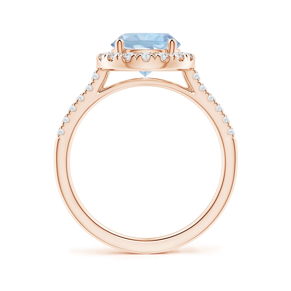 8mm AA Round Aquamarine Halo Ring with Diamond Accents in Rose Gold side 199