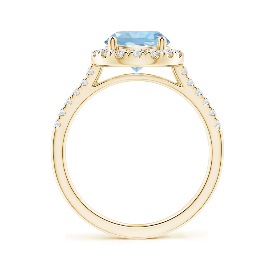 8mm AAA Round Aquamarine Halo Ring with Diamond Accents in Yellow Gold side 199