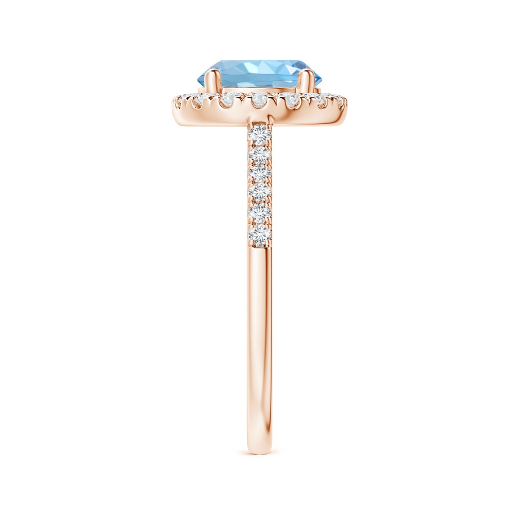 8mm AAAA Round Aquamarine Halo Ring with Diamond Accents in Rose Gold Side-2