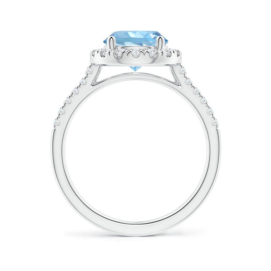 8mm AAAA Round Aquamarine Halo Ring with Diamond Accents in White Gold Side-1