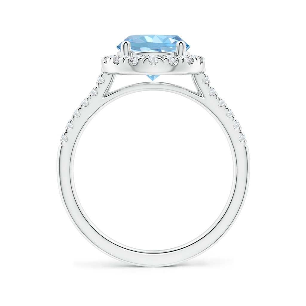 8mm AAAA Round Aquamarine Halo Ring with Diamond Accents in White Gold - side 199