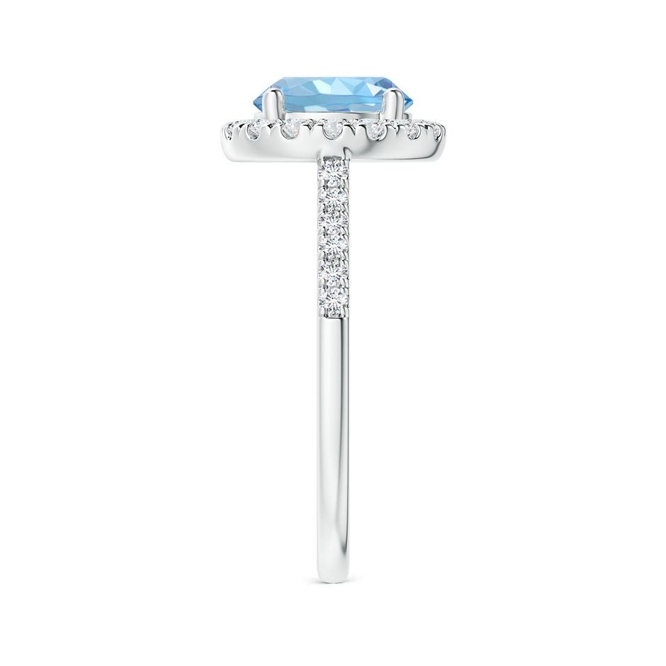 8mm AAAA Round Aquamarine Halo Ring with Diamond Accents in White Gold Side-2