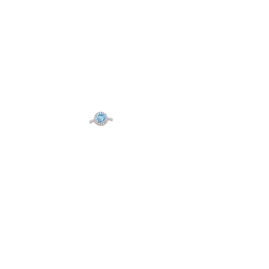 8mm AAAA Round Aquamarine Halo Ring with Diamond Accents in White Gold hand