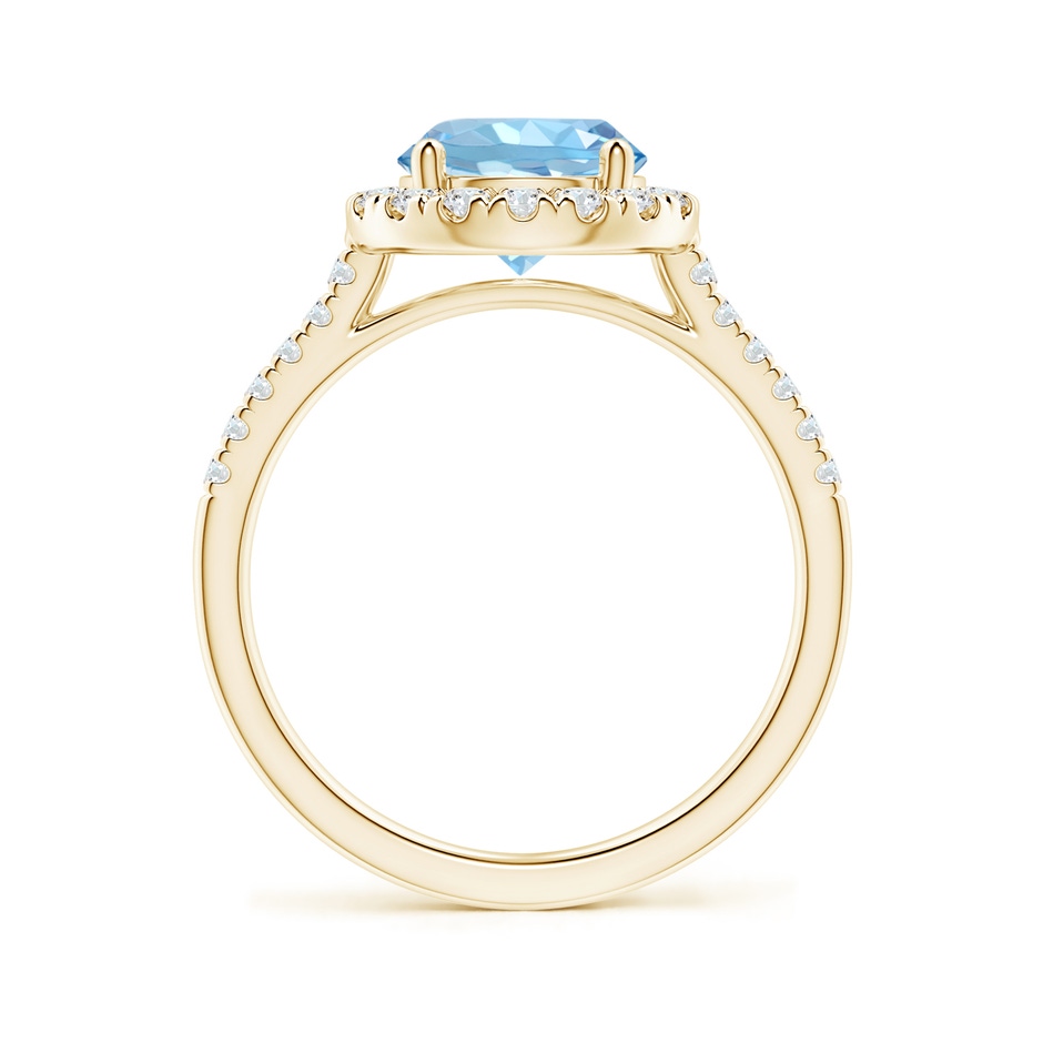 8mm AAAA Round Aquamarine Halo Ring with Diamond Accents in Yellow Gold side 199