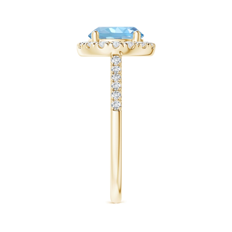 8mm AAAA Round Aquamarine Halo Ring with Diamond Accents in Yellow Gold side 299