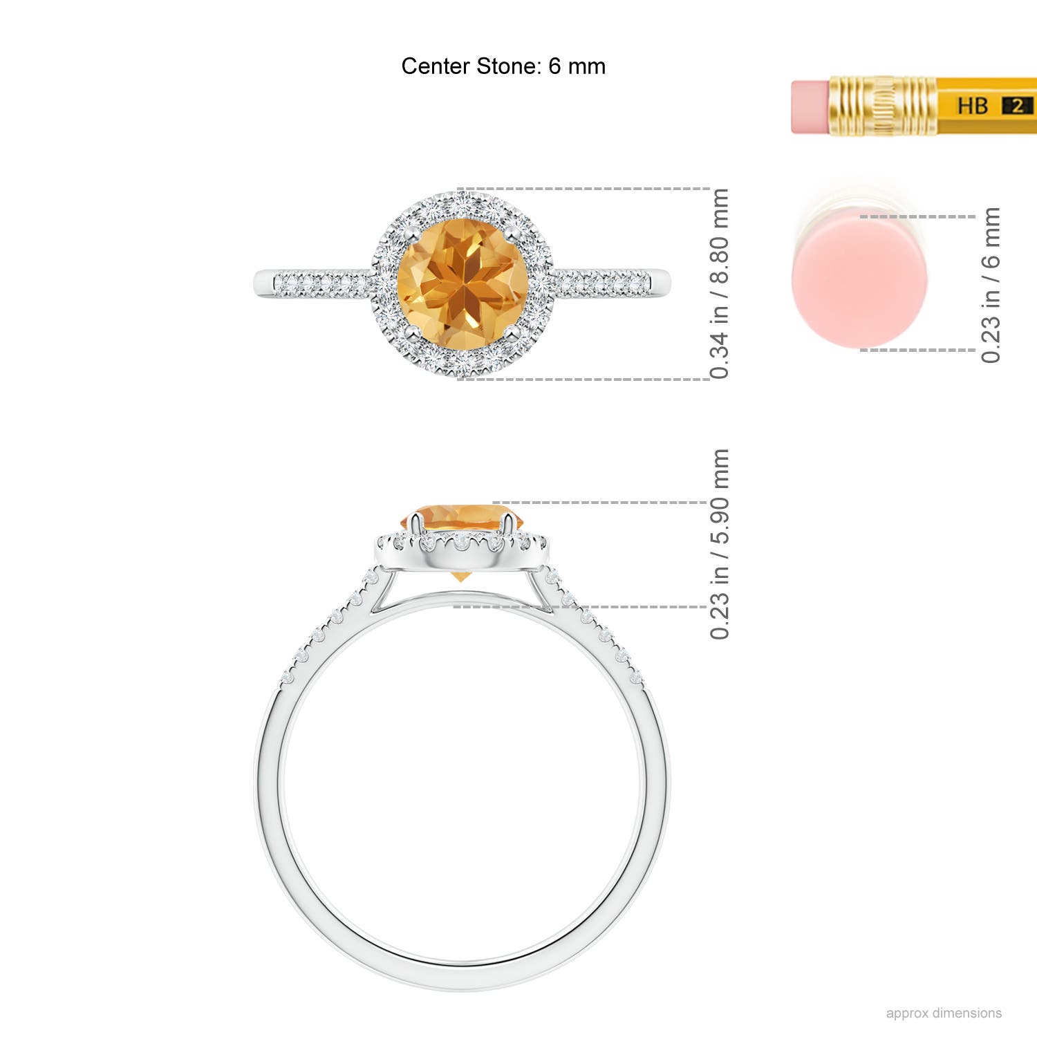 A - Citrine / 0.9 CT / 14 KT White Gold