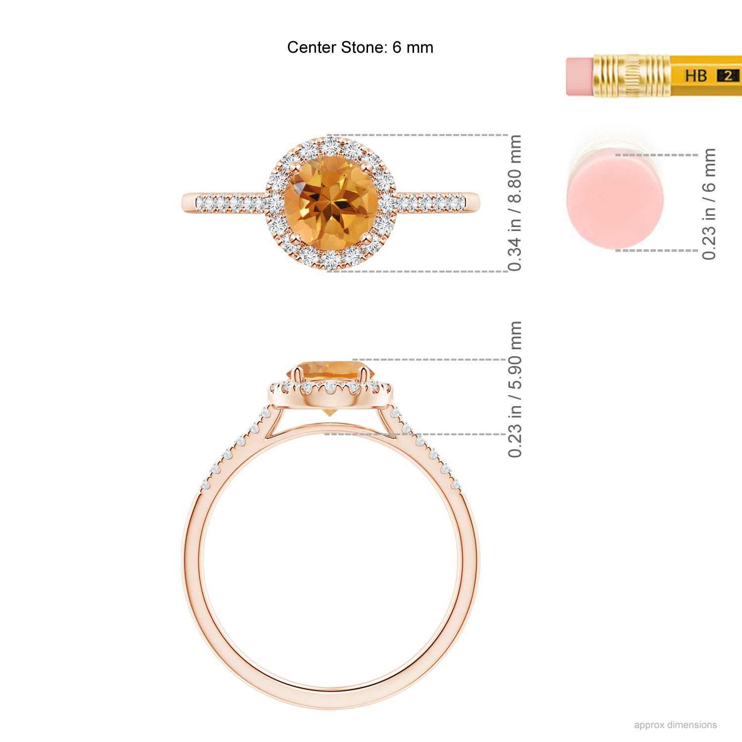 AA - Citrine / 0.9 CT / 14 KT Rose Gold