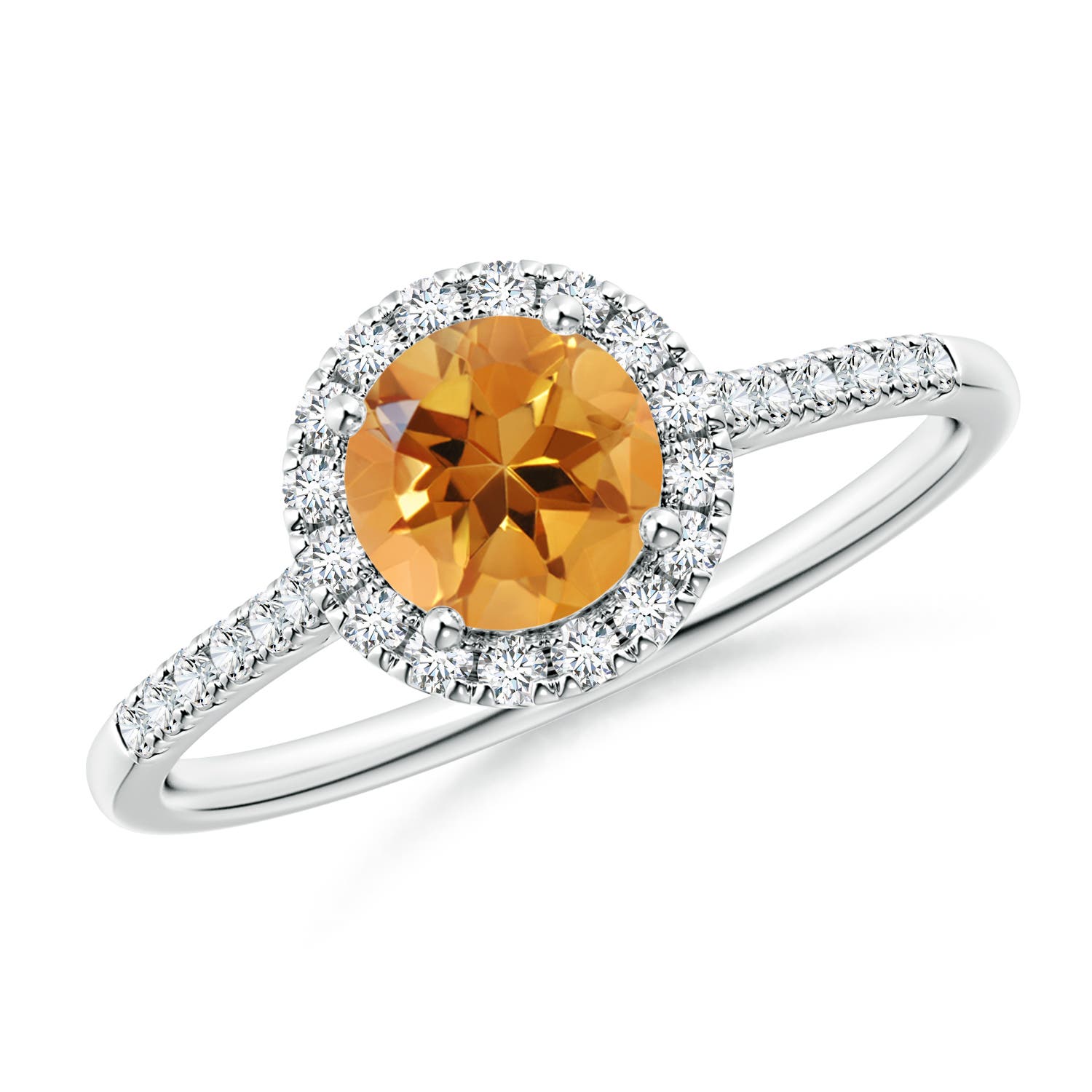 AA - Citrine / 0.9 CT / 14 KT White Gold