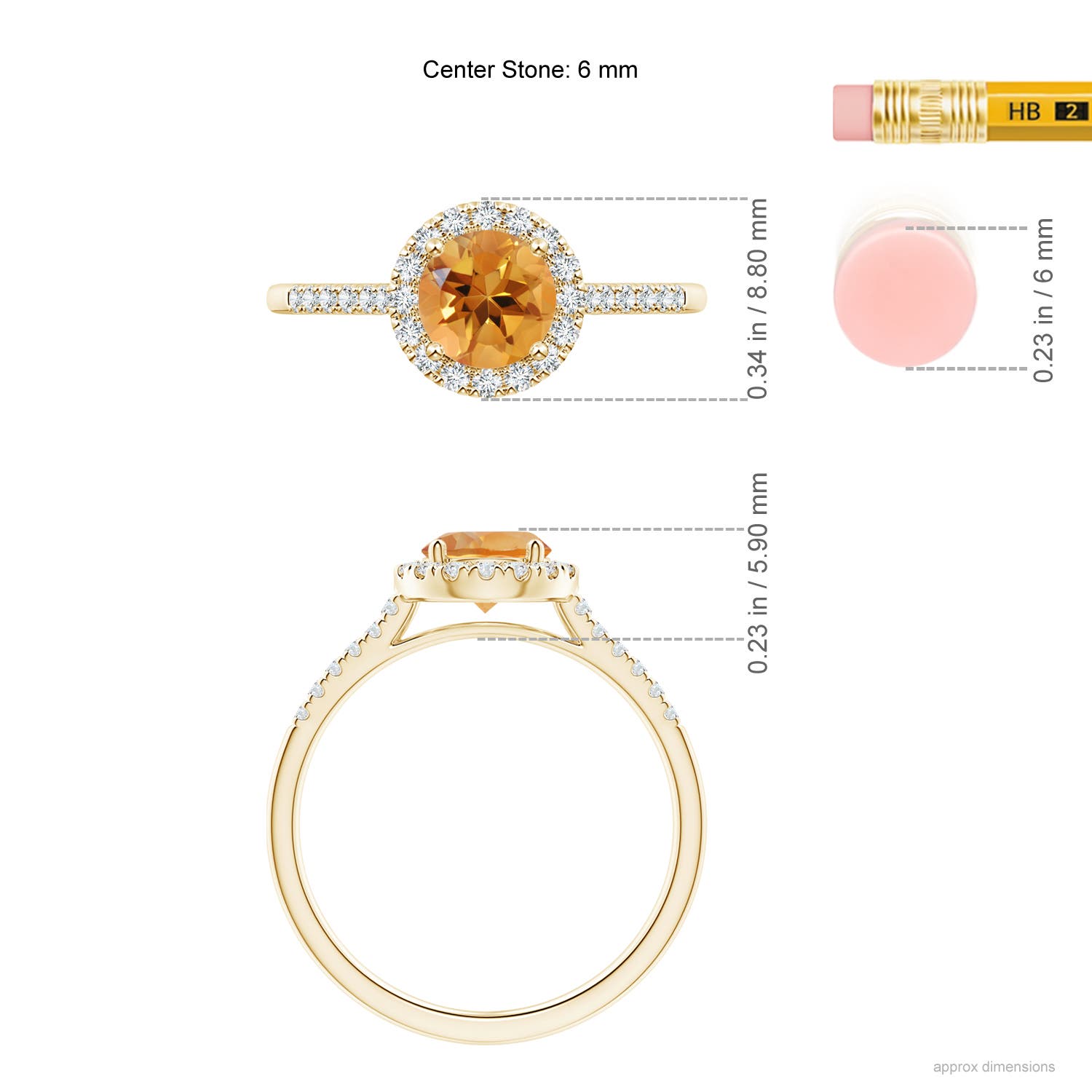 AA - Citrine / 0.9 CT / 14 KT Yellow Gold