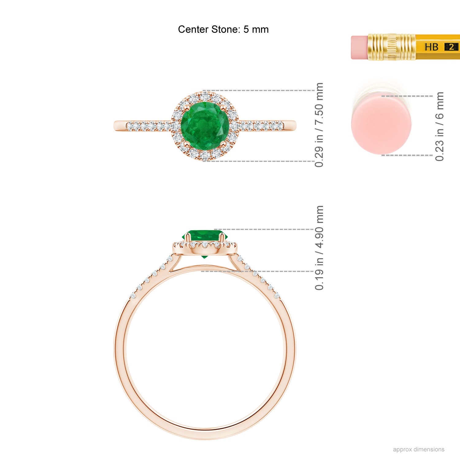 AA - Emerald / 0.6 CT / 14 KT Rose Gold