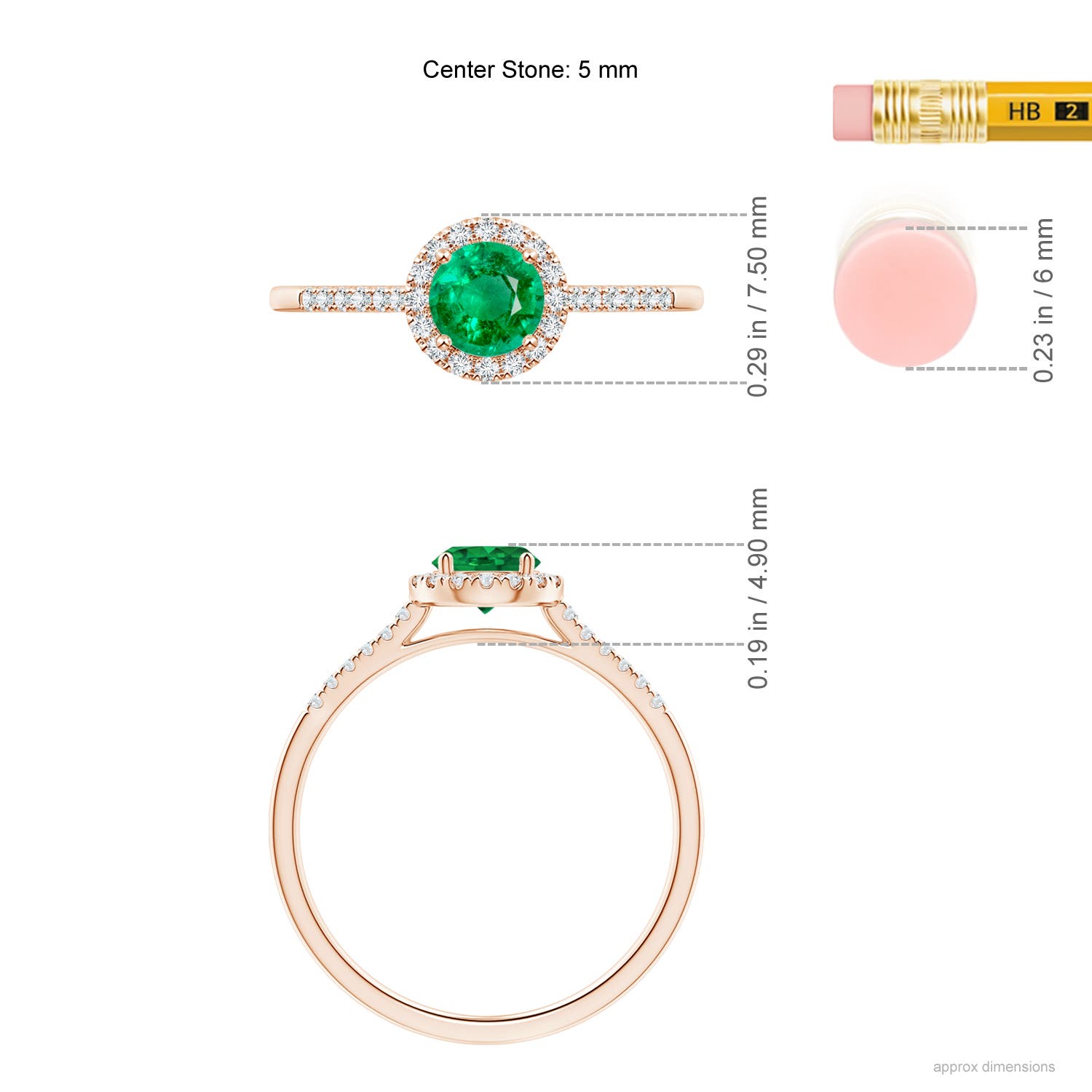 AAA - Emerald / 0.6 CT / 14 KT Rose Gold