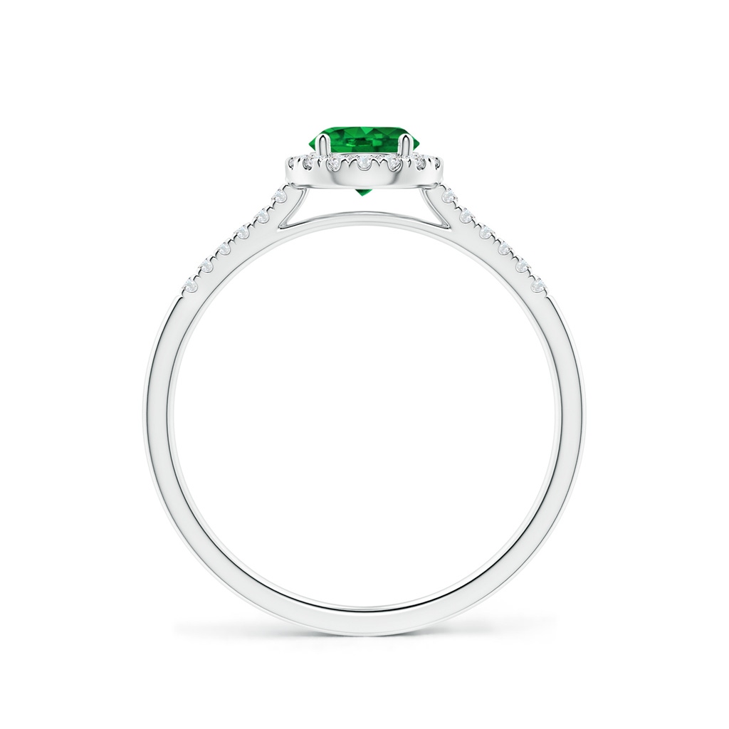 5mm AAAA Round Emerald Halo Ring with Diamond Accents in White Gold - side_1
