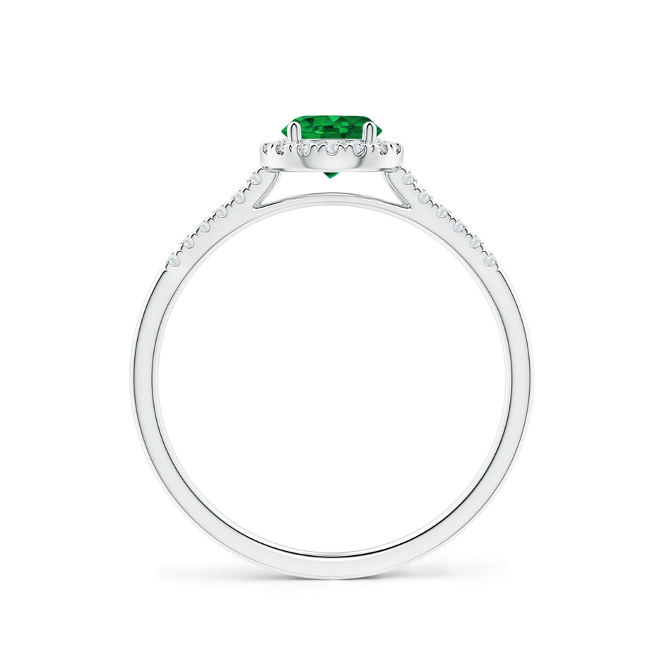 5mm AAAA Round Emerald Halo Ring with Diamond Accents in White Gold side-1