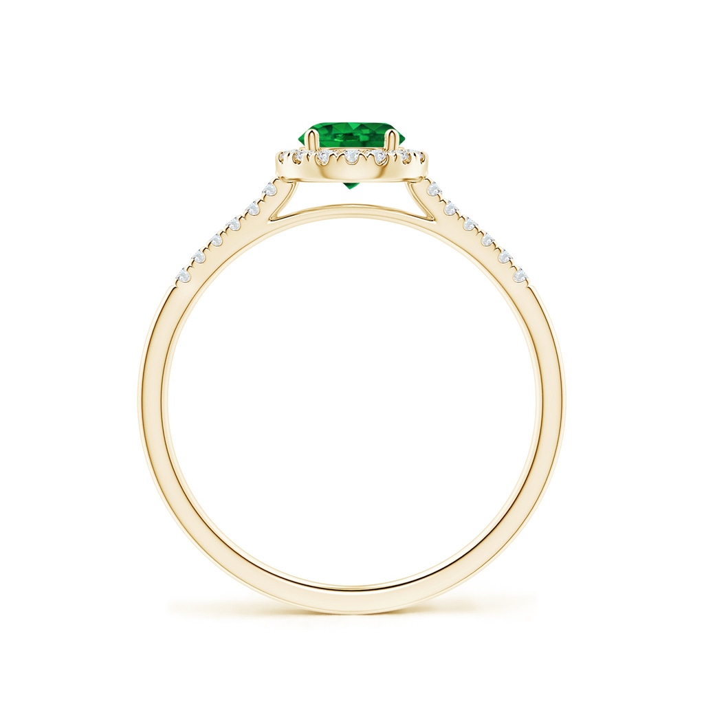 5mm Lab-Grown Round Emerald Halo Ring with Diamond Accents in Yellow Gold - side_1