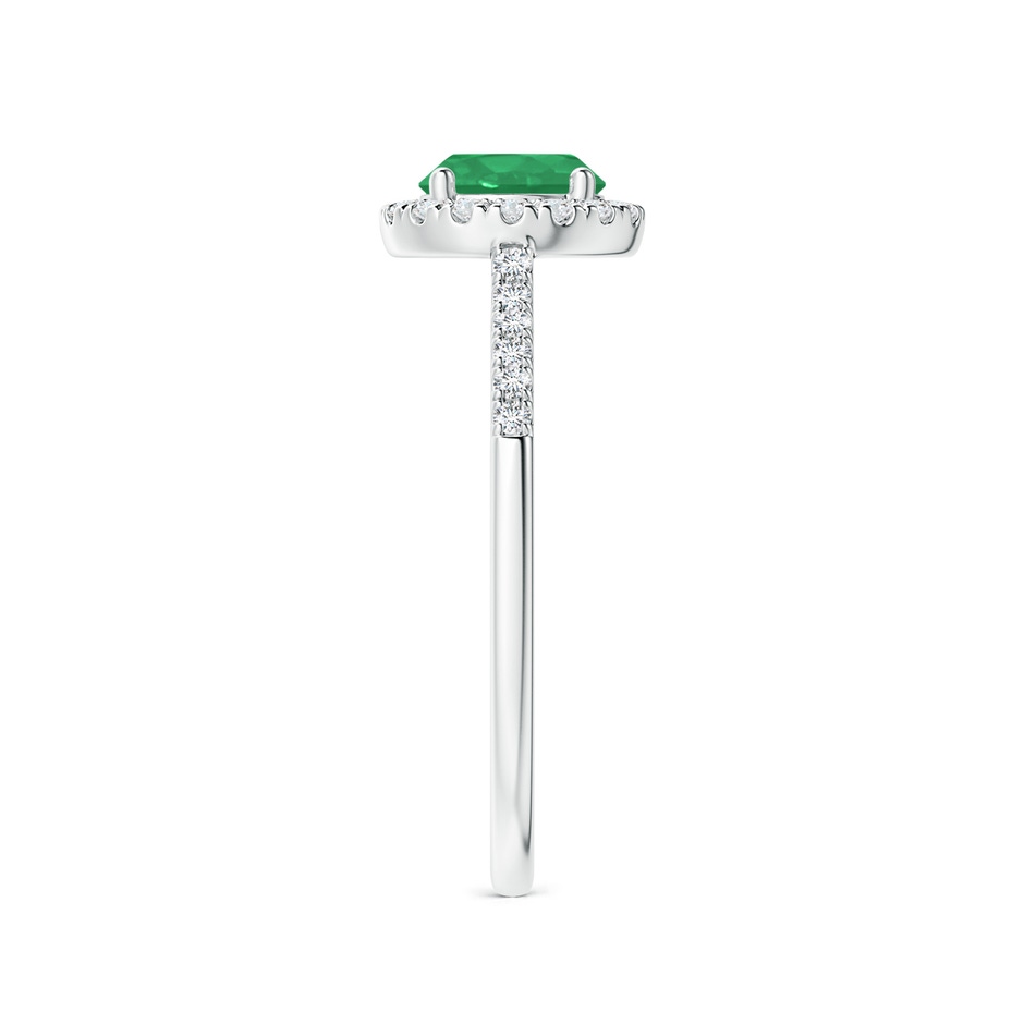 6mm A Round Emerald Halo Ring with Diamond Accents in P950 Platinum side-2