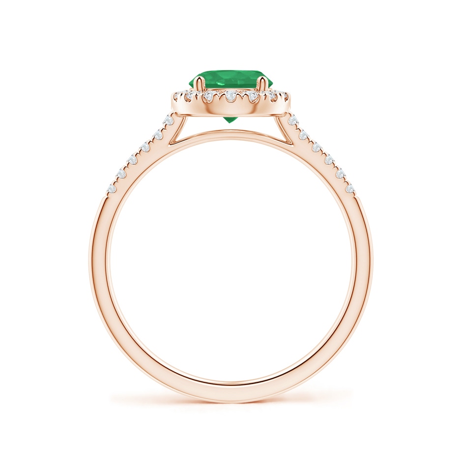 6mm A Round Emerald Halo Ring with Diamond Accents in Rose Gold side-1
