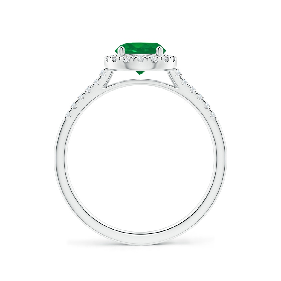 6mm AA Round Emerald Halo Ring with Diamond Accents in P950 Platinum side-1