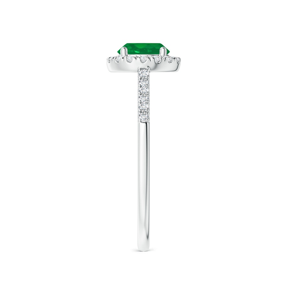 6mm AA Round Emerald Halo Ring with Diamond Accents in P950 Platinum side-2
