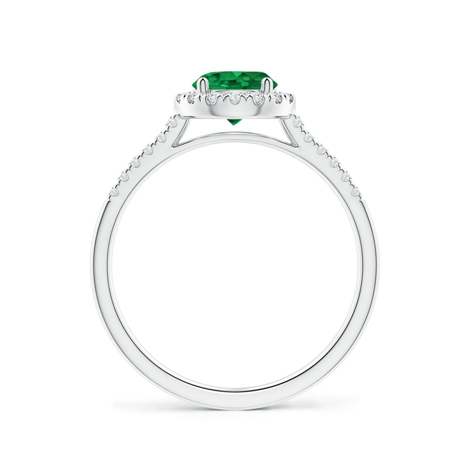 6mm AAA Round Emerald Halo Ring with Diamond Accents in P950 Platinum side-1