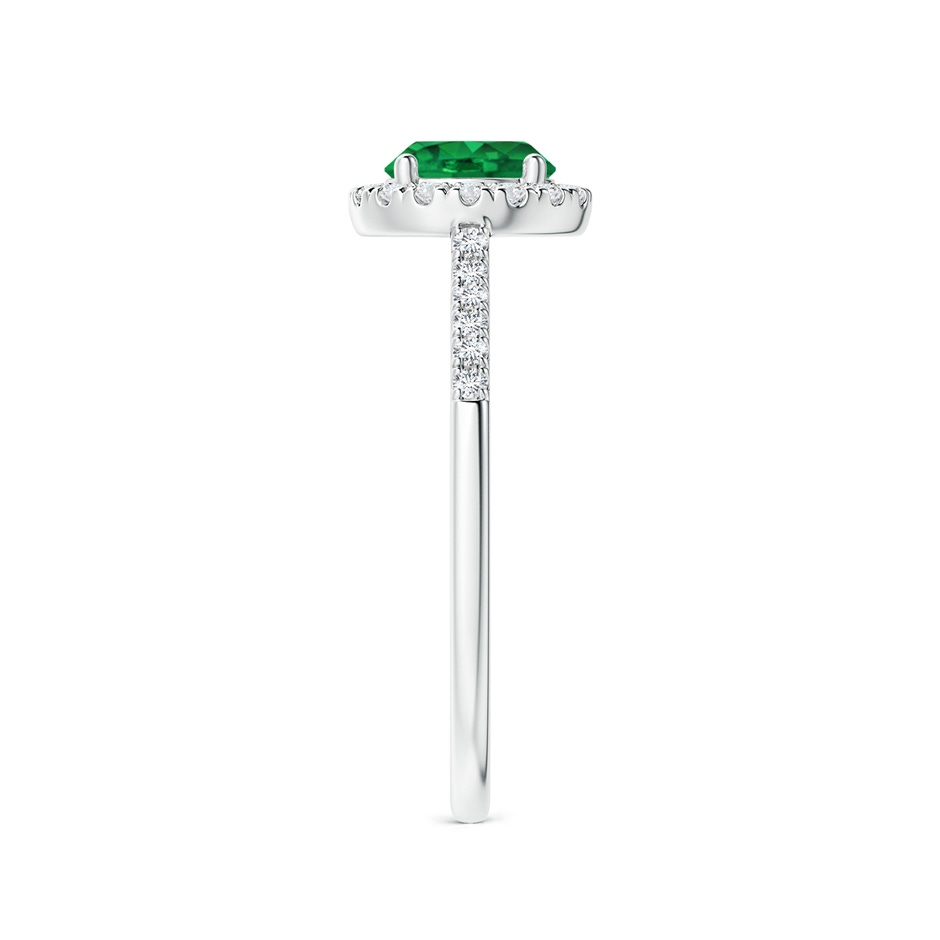 6mm AAA Round Emerald Halo Ring with Diamond Accents in P950 Platinum side-2
